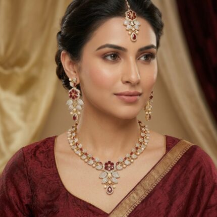 red kundan bridal jewelry set